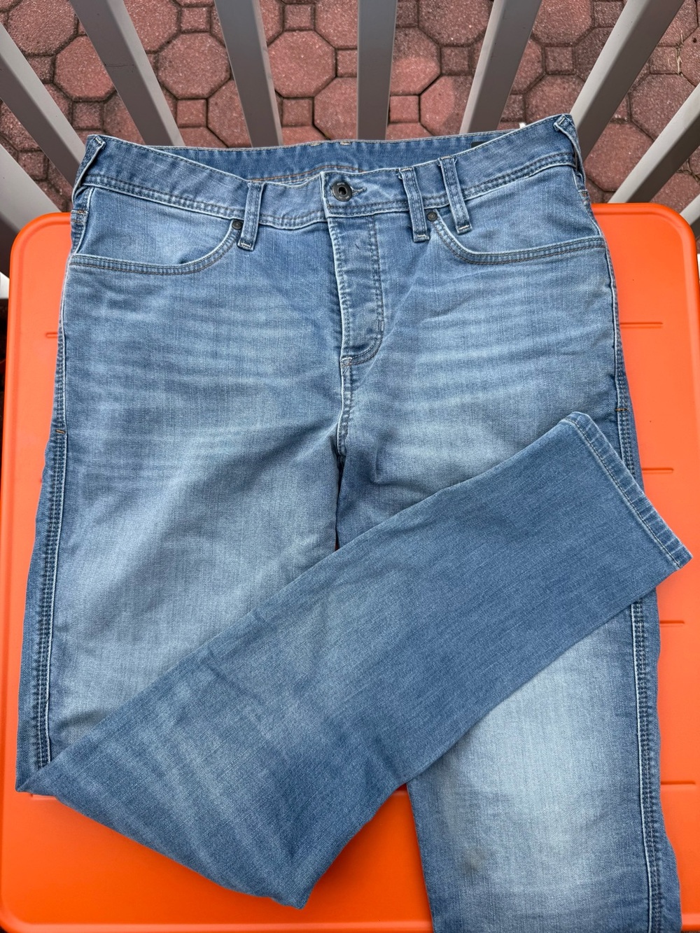 REVIT Motorcycle Men's Slim fit Jeans in Faded Blue Wash with protection
